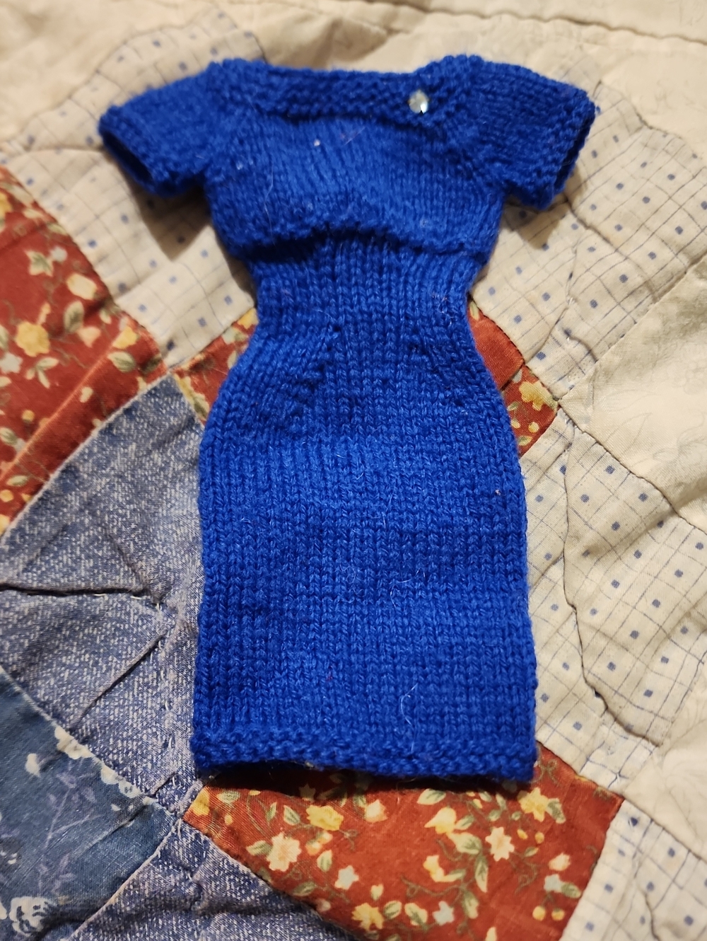 Vintage 1960s Handmade Blue Knit Barbie Midge Christie Dress